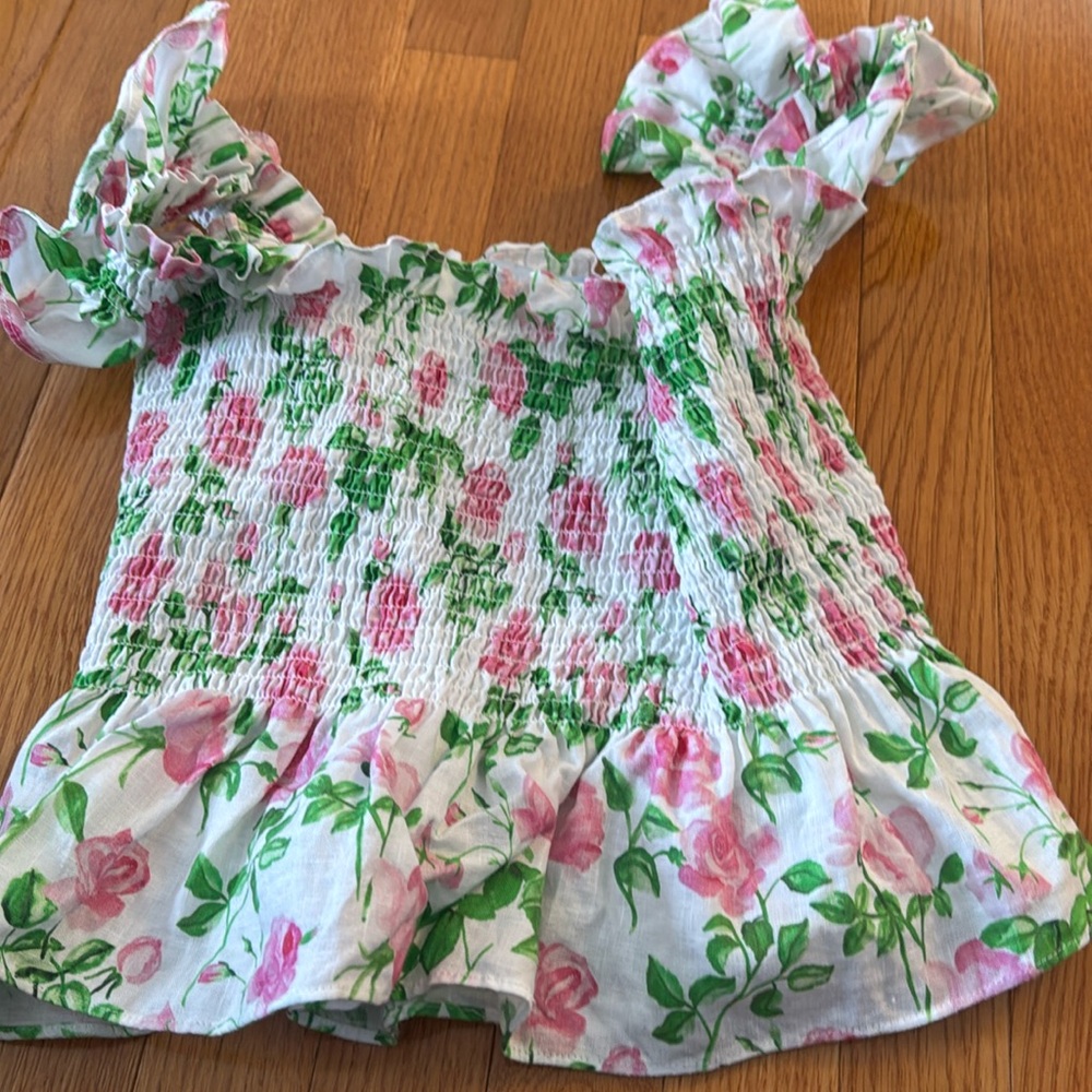 Hill House Paz linen top- roses